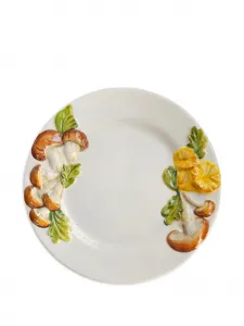 Грибная плоская тарелка из керамики, расписанная вручную Les-Ottomans, белый