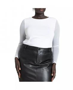 Женская футболка с прозрачными рукавами больших размеров ELOQUII, белый