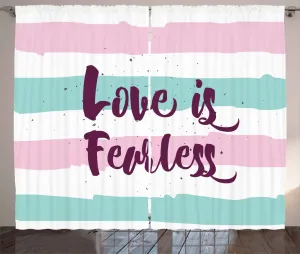 Романтичная штора в деревенском стиле ABAKUHAUS, цитата Любовь бесстрашна, универсальные шторы из тесьмы для гостиной с петлями и крючками, 280 x 225 см, цвет: мятно-зеленый, светло-розовый, сливовый Abakuhaus