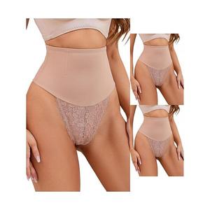 3 пары женского кружевного корректирующего белья танга с высокой талией Inspire Chic, Beige