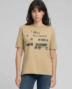 Футболка для женщин с коротким рукавом и круглым вырезом Replay, бежевый