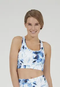 Спортивный бюстгальтер ATHLECIA "Zuri Printed" с модным принтом по всей поверхности, голубой