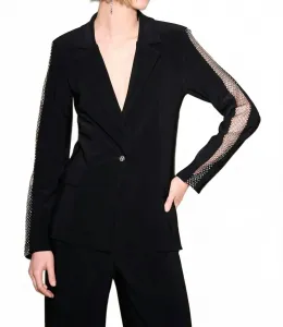 Женский блейзер из шелковистой трикотажной ткани с воротником, черный Joseph Ribkoff