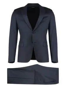 Костюм из шерсти и шелка с застежкой на пуговицы Zegna, синий