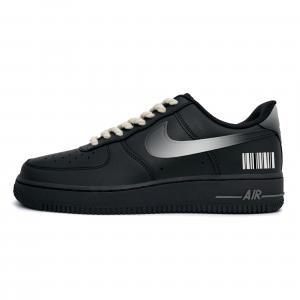 Nike Кроссовки Air Force 1 Mysterious Code 07 Triple Black с антискользящим покрытием, износостойкие, низкие, для скейтборда, унисекс, черно-белые