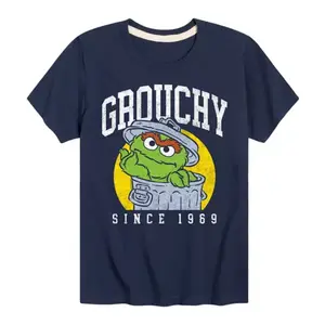 Футболка с рисунком «Улица Сезам» для мальчиков 8-20 лет, ворчливый с 1969 года Licensed Character, синий