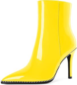 Ботильоны Joseywade на высоком каблуке для женщин, с заостренным носком, тонким стойким каблуком, боковой молнией, короткие ботинки с бусинами