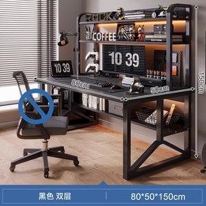 Компьютерный стол Naijia с полкой, черный двухуровневый 80х50х150 см, Y-образная конструкция