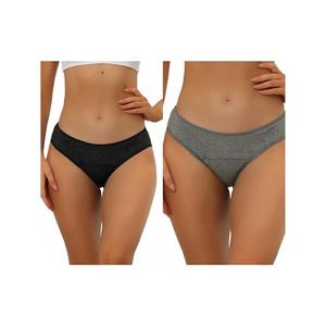 2 упаковки женского нижнего белья, хипстерские трусики со средней талией, доступны в размерах больших размеров ALLEGRA K, цвет Black Gray