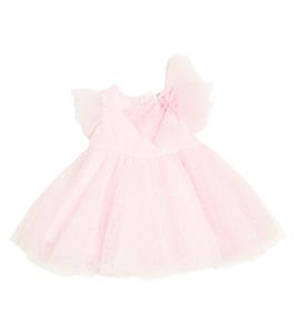 Детское тюлевое платье в горошек с бантом Monnalisa, розовый