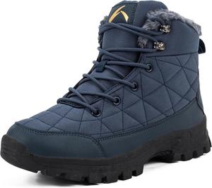 Мужские зимние ботинки Azooken | Водонепроницаемые рабочие ботинки из Колумбии | Модные с искусственным мехом и утеплителем | Мужские зимние ботинки с резиновой подошвой для прогулок, Blue