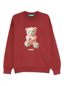 Свитшот с принтом медвежонка и круглым вырезом BARROW, красный