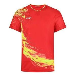 Футболка быстросохнущие настольный теннис дракон футболка Li-Ning, красный