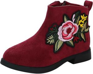 Ботильоны IWIHMIV с низким каблуком для девочек, ботильоны с боковой молнией для малышей, зимние ботинки для маленьких девочек, ботильоны для девочек, Q1-Red