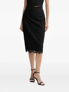 Юбка миди с кружевом и цветочным принтом GUESS USA, черный