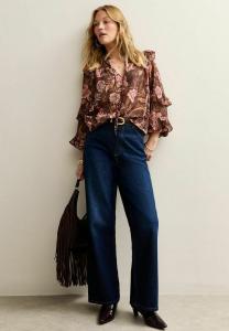 Блуза New Look FLORAL FRILLY SLEEVE , Brown Pattern/Brown