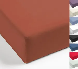 Простыня на резинке Percale, египетский хлопок, 90x190-100x200 / 140-160x200 / 180-200x200 см, цвет: кирпично-красный, размер: 180x200 см Mistral Home