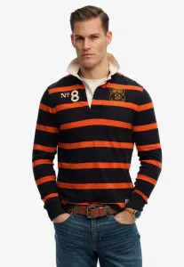 Рубашка-Поло для регби с двойной полосой и эмблемой Superdry & Co, Navy Orange Stripe