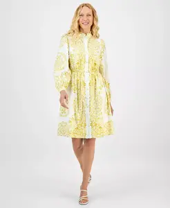 Женское хлопковое платье-рубашка с длинными рукавами и принтом julia jordan, мультиколор