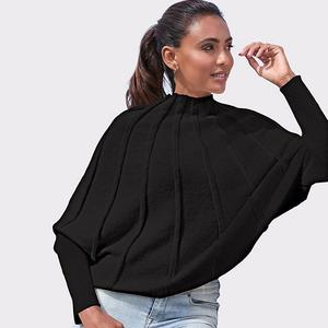 Женский свитер с воротником-стойкой и рубчиком Lascana, Black