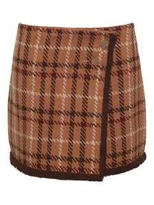 Юбка мини в клетку Cara Cara, коричневый
