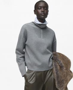 Женский свитер с высоким воротником и застежкой-молнией MANGO, Gray
