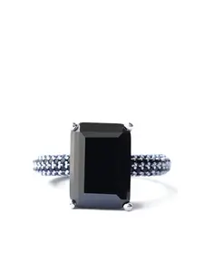 Кольцо с цирконием в форме мега-прямоугольника Izabel Display, черный