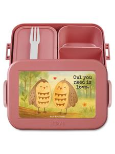 Mr. & Mrs. Panda Ланчбокс с дизайном «Любовь к сове» и надписью пастельно-красного цвета
