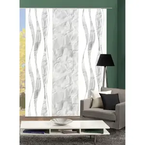 Раздвижная штора SOEREN с панельным креплением, набор из 3 шт., раздвижная штора, эффект шелка, цифровая печать Home Wohnideen, серый