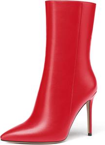 Женские ботильоны WAYDERNS с острым носком, на молнии, узкий силуэт, матовые, на шпильке, 4 дюйма, Red
