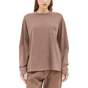 MIU MIU Футболка с рукавом дроп-шилдер женская коричневая