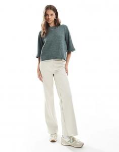 ONLY укороченная трикотажная футболка зеленого цвета