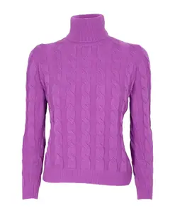 Плетеный свитер с высоким воротником, фиолетовый Cashmere Company, фиолетовый