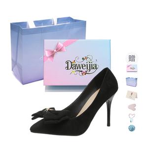 Dawei's house Дом Dawei Тонкие каблуки Высокие каблуки Женские с черным бантом Включая подарочную упаковку, цвет Black Bowknot Box Gift Included