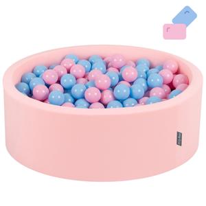 Круглый сухой бассейн Kiddymoon с шариками 7 см, розовый: пудрово-розовый-голубой, 90X30 см/300 шариков, игрушка для бассейна из пенопласта