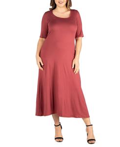 Плюс размер Платье макси с рукавами до локтя 24seven Comfort Apparel