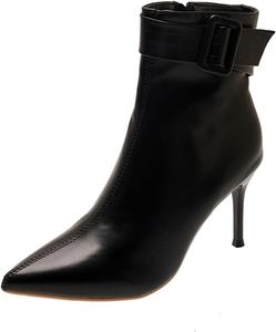Женские ботильоны с заостренным носком, высокие каблуки, туфли-стилетто, ремешок с пряжкой, невысокий каблук, боковая молния для вечеринок и мероприятий Generic, Black