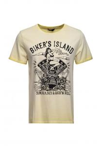 Футболка с принтом пин-ап остров байкеров King Kerosin, желтый