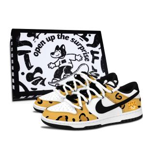 Nike Dunk Black White, чарующий leopard нескользящие износостойкие low top скейтборд обувь unisex