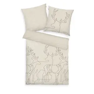 Двустороннее постельное белье TOM TAILOR HOME» Размер Леннарта. 135x200, 155x220 или 200x200 см, идеально подходит для Рождества", фланелевая уютная теплая зимой, рождественское постельное белье из хлопка, цвет natur