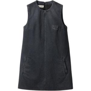 Женское серое платье без рукавов SS24 MIU MIU, серый