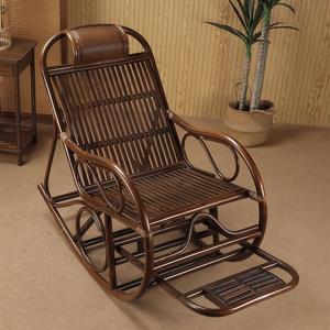 Fantasy Кресло-качалка из ротанга с двойным рядом, цвет coffee, с хлопковой подушкой для сиденья