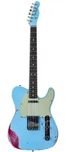 Fender Custom Shop 63 Telecaster в цвете Daphne Blue с узором Pink Paisley, сильно состаренная