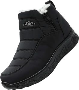 Женские и мужские зимние ботинки на молнии до щиколотки с утеплителем и меховой подкладкой, водонепроницаемые, теплые, удобные для ношения на улице Generic, черный