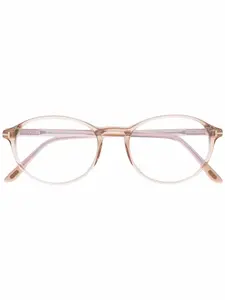 Очки в круглой оправе черепаховой расцветки TOM FORD Eyewear, коричневый