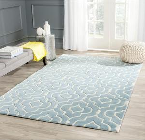 SAFAVIEH Chatham Collection ковер, 267 x 366 см, Blue & Ivory, ручной работы геометрический шерстяной, идеально для помещений с высокой проходимостью в гостиной, спальне (CHT736B)