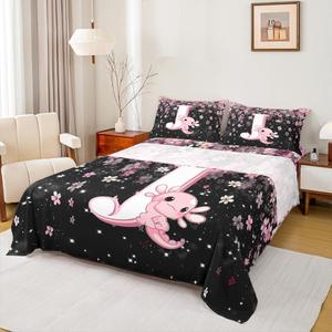 Erosebridal Комплект постельного белья Cute Axolotl с японской сакурой и морскими животными для девочек, Pink J
