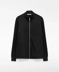 Мужской кардиган из замши и трикотажа Adolfo Dominguez, черный