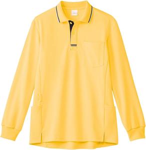 Поло с длинными рукавами PROFeeling (унисекс) с боковыми карманами, прочное, непрозрачное, влагоотводящее, быстросохнущее, простого и свободного кроя для ухода за больными (PK347), лимонно-желтый