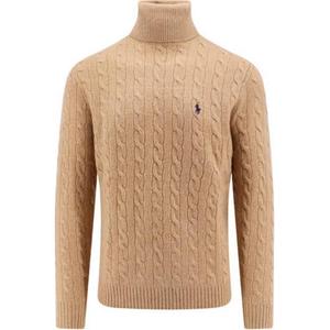 Свитер с вышивкой пони и воротником-стойкой Polo Ralph Lauren, коричневый